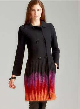M MISSONI Merino Wool Knit Ombre Tricot Cardigan Coat IT 42 US 6 Flame